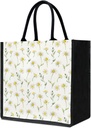 Floral Daisy Aesthetics Tote Bag, Canvas Tote Bag for Women, Gifts for Women Bookworm Librarian Ladies Mother Daughter Friends Bookish Teacher Reusable Grocery Handbag for Shopping Trip Beach Bags -09