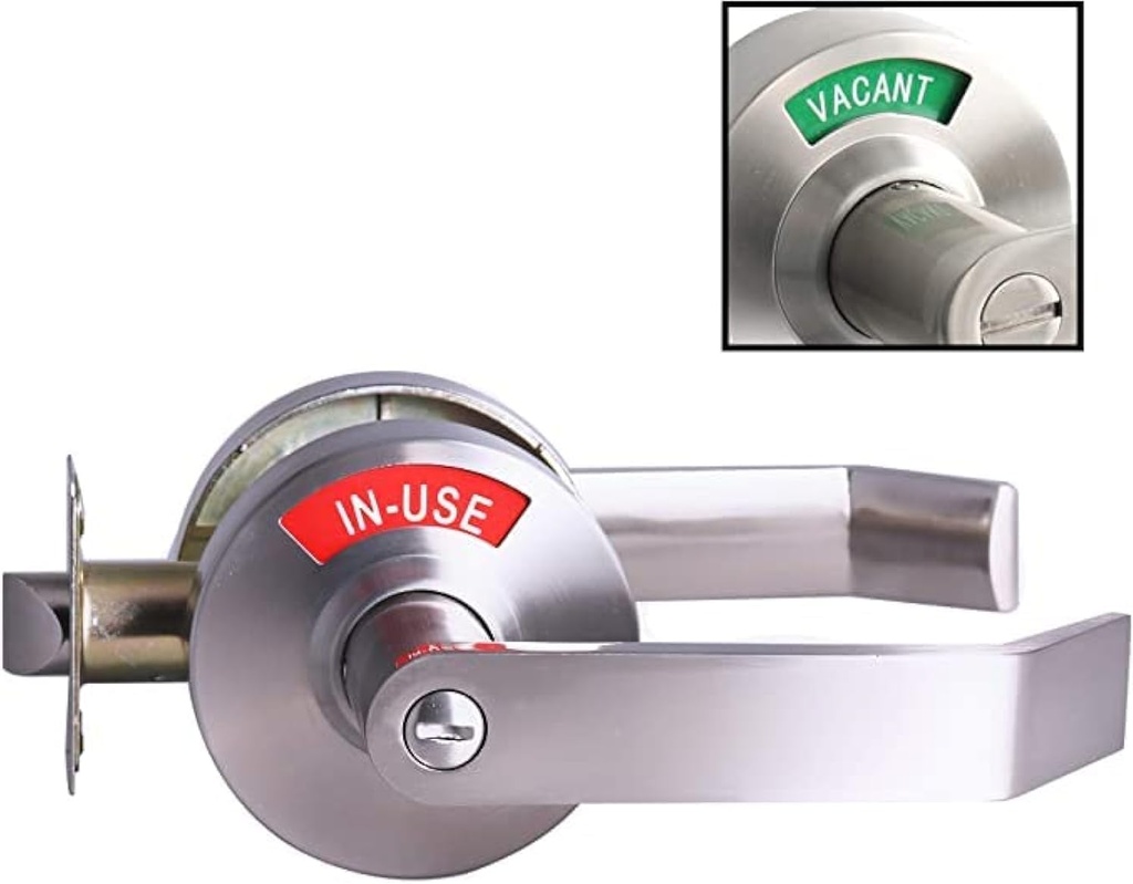 MuteX Extra Large Bathroom Privacy Lever Lock with Large Inuse or Vacant Indicator for Men Women Restroom, ANSI Grade2 Commercial Grade, Perfect for Professional Office Buildings