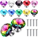 Jetec 20 Pcs Crystal Drawer Pulls Cabinet Knobs 30mm Diamond Dresser Knobs for Dresser Drawers Kitchen Bookcase Wardrobe(Multicolored,Classic Style)