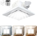 Exhaust Fan with Light, 12 inches Square Ceiling Mount Quiet Exhaust Fan with 12W 4000/5000/6000K Adjustable LED Light Combo, 1.0 Sones Low Quiet Ventilation Vents 110-220V for Office Hotel Home Bath