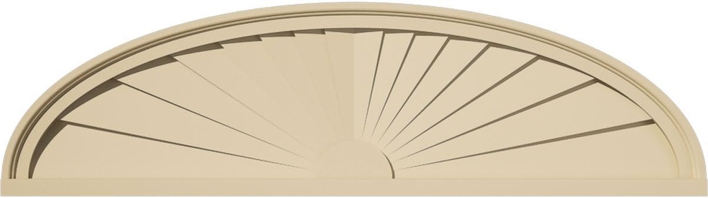 42"W x 11-1/2"H x 1-3/4"P Elliptical Sunburst Signature Urethane Pediment, Primed Tan