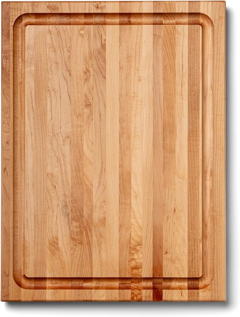 John Boos CB Series Rectangular Wooden Maple Cutting Board 24”x18” – 1.5” Thick, 18-lb Reversible Butcher Block with Juice Groove, Edge-Grain & Finger Grips – Made in the USA