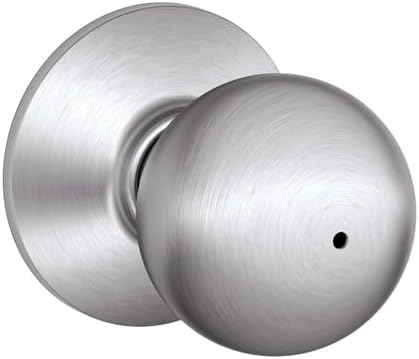 Schlage F40 CSV ORB 626 Commercial Series Orbit Door Knob, Bed & Bath Privacy Lock, Satin Chrome