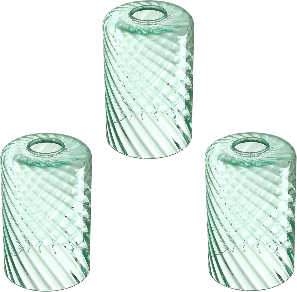 3 Pack 4.7 Inch Handblow Drum Green Textured Glass Shade Covers Light Fixture,Replacement for Mini Pendant Light Chandelier Ceiling Semi Flush Mount Light Wall Sconce Fixture