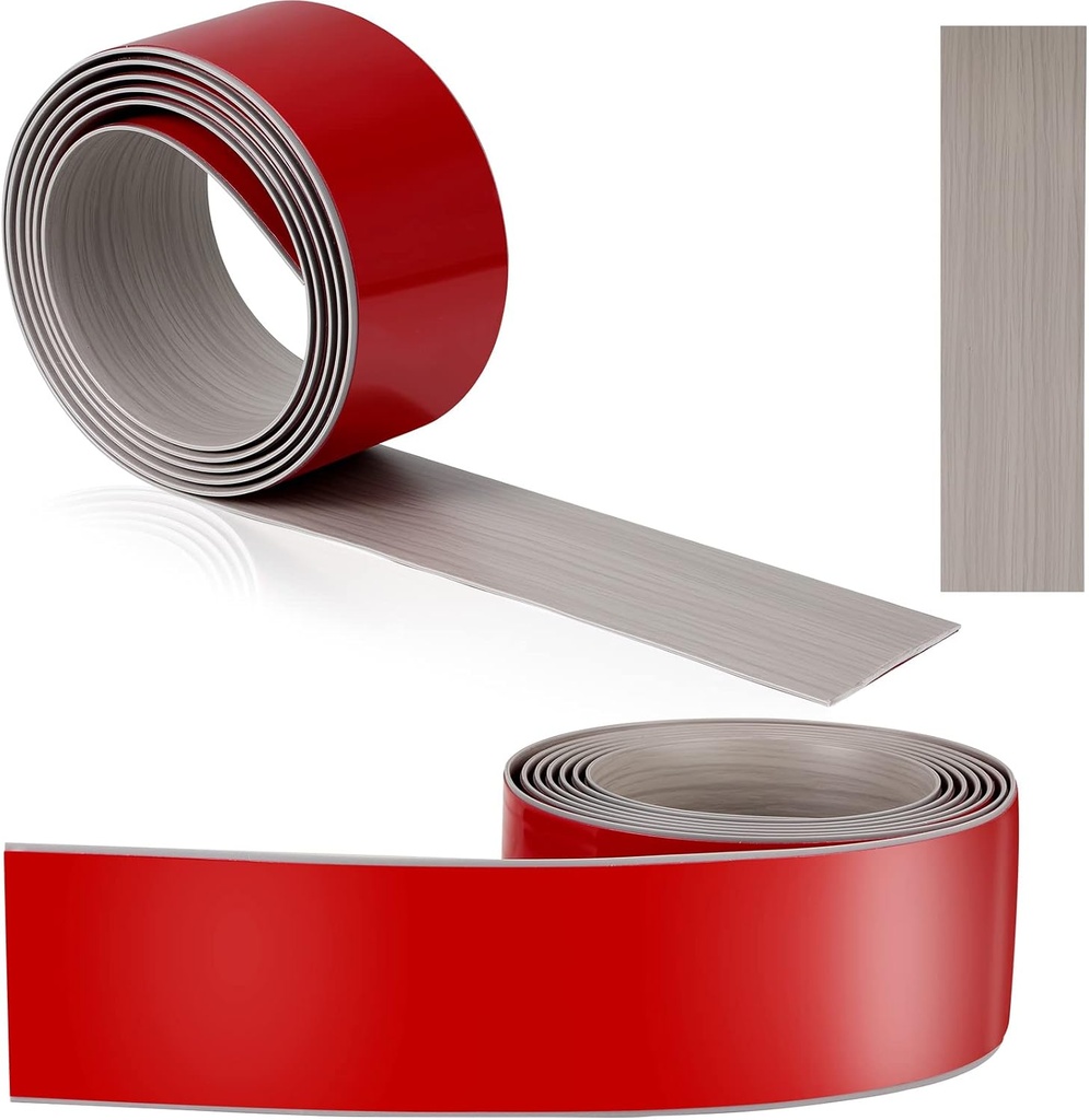 10 Ft Vinyl Floor Transition Strip 3 Wide Flat Self Adhesive Cover Strips Threshold Cover Flooring Gap Trim Laminate Floor Transition Strip for Threshold and Doorway, Wood Grain Design (Grey)