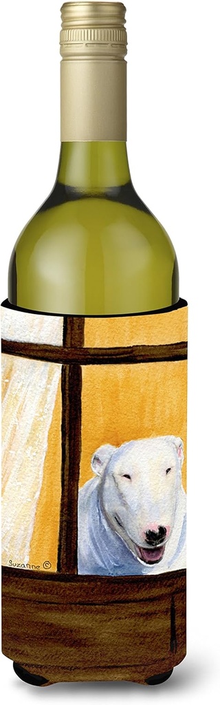 Caroline's Treasures SS8542LITERK Bull Terrier Wine Bottle Hugger Bottle Cooler Sleeve Hugger Machine Washable Collapsible Insulator Beverage Insulated Holder