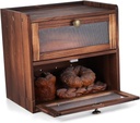 Double Layer Bread Box for Kitchen Rustic Countertop Organizer with Optimal Airflow Magnetic Closure and Vintage Design for Fresh Food Storage