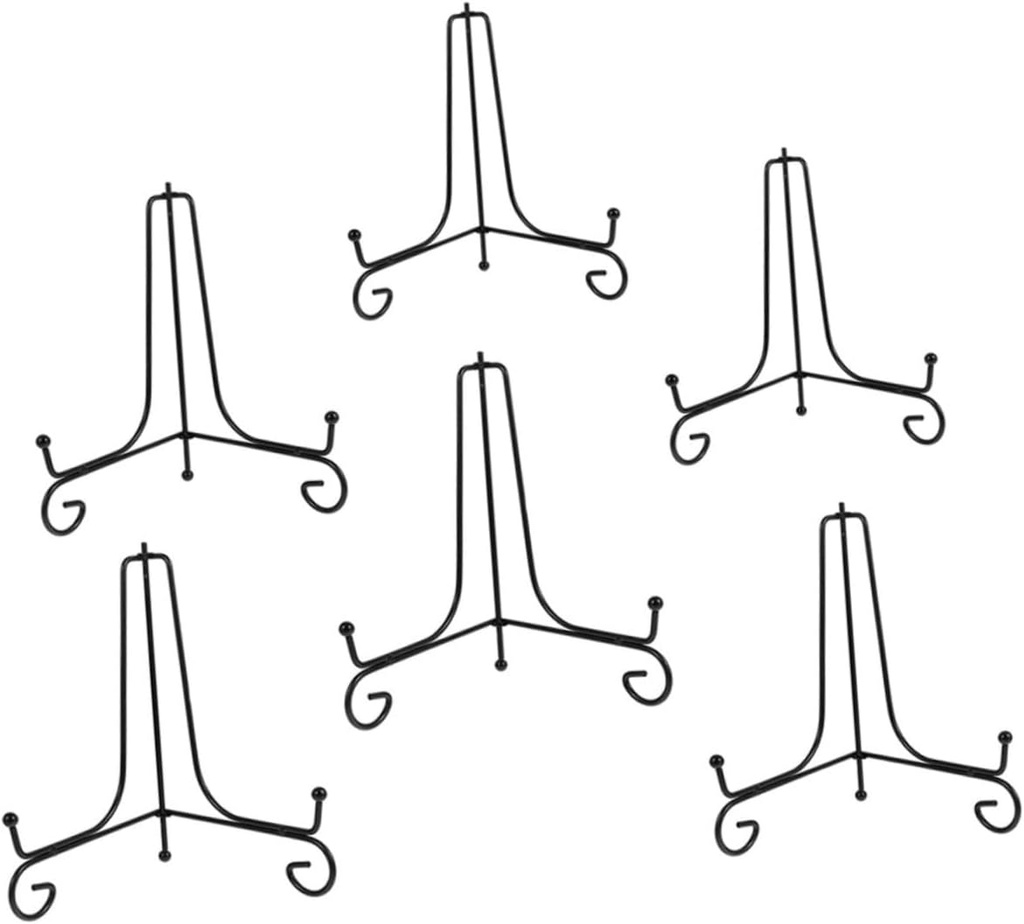 6pcs Iron Easel Display Stands for Books Plates and Photos and Lightweight Holders for Weddings Offices and Trade Shows Versatile Kitchen and Gallery