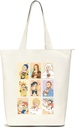 Canvas Tote Bag Aesthetic, Shoulder Shopping Bag for Women, with Zipper and Inner Pocket, for Shopping, School, Work