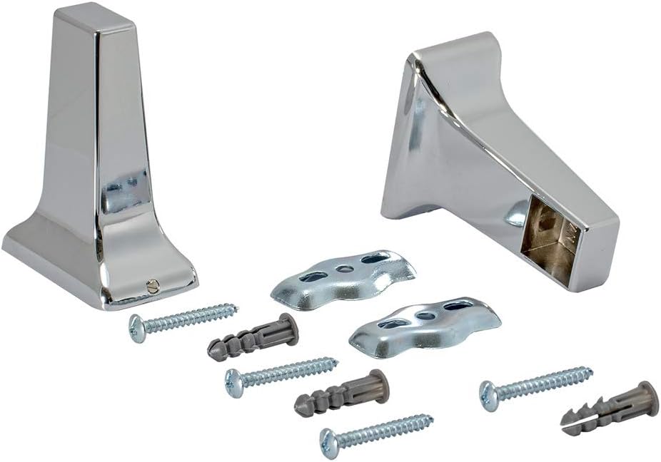 EZ-FLO Bathroom Towel Bar Brackets with 3/4 Inch Concealed Screws, Wall Mounted Towel Rack Holder, One Pair, Chrome, 15155