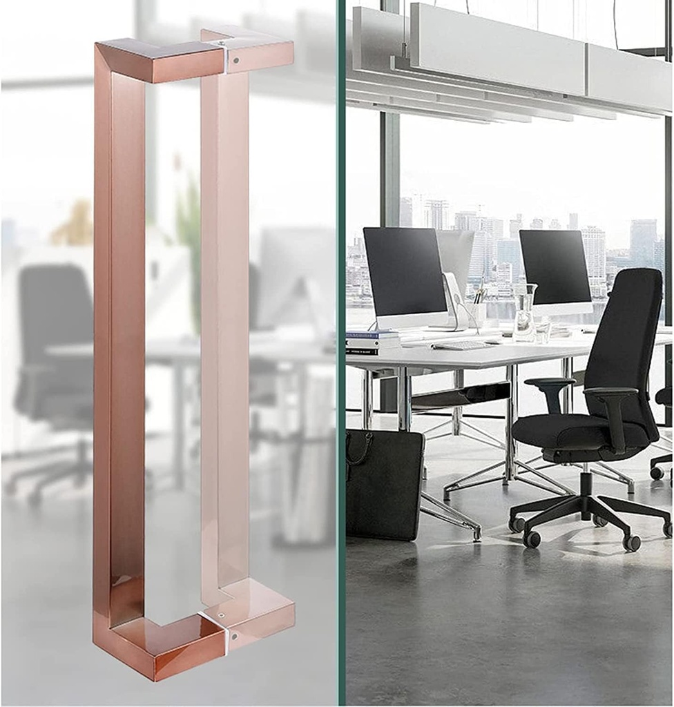 Door Handle Sets Barn Door Pull Handle, Long Door Handles Front Door, Heavy-Duty Commercial Grade Stainless Steel Pull Door Handle, for Barn/Bar Shops/Glass Door Pulls(Rose,60cm/23.6in 58cm)