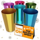 Reusable Aluminum Cups 15 oz Set of 6, Metal Cups for Drinking, Colorful Metal Tumblers, Drinking Glasses, Anodized Aluminum Tumblers, Great for Parties, Camping, Hot & Cold Beverages, Hand Wash Only