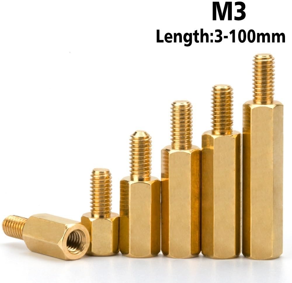 Brass stud thread Hexagonal Copper Column，Single-Head Stud Column， M3 Hex Brass Male Female Standoff Stud Board Pillar Mount Hexagon Motherboard Spacer Bolt Screw Thread M3xL+3/4/5/6/8mm,M3(26mm (30pc