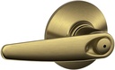 SCHLAGE F40JAZ609 Jazz Privacy Lever, Bright Brass