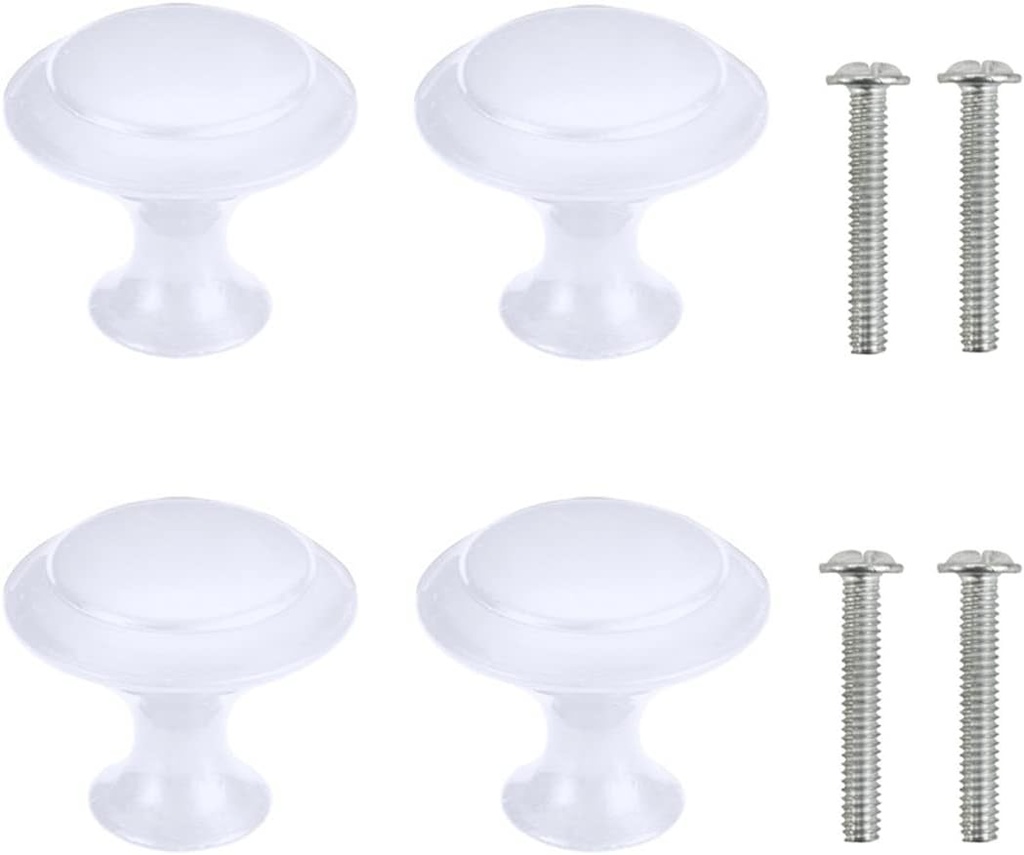 4 Piece Cabinet Door Knobs,Cupboard Drawer Door Knob for Kitchen Furniture Stainless Steel Cabinet Knob with Screws-White(Small)