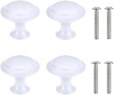 4 Piece Cabinet Door Knobs,Cupboard Drawer Door Knob for Kitchen Furniture Stainless Steel Cabinet Knob with Screws-White(Small)