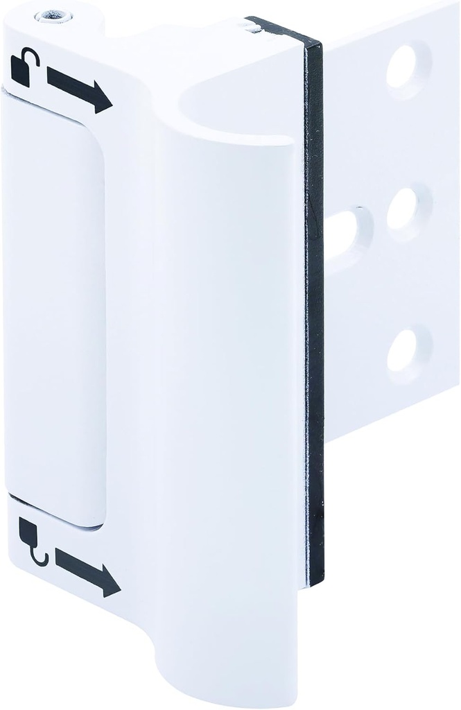 Prime-Line U 114702 New and Improved Door Reinforcement Lock with Integral Pull – Add Extra, High Security to Your Home and Prevent Unauthorized Entry – 3 in. Stop, Solid Brass, White (Single Pack)