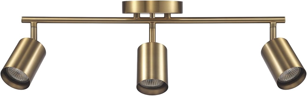 Globe Electric 64000093 21" 3-Light Track Lighting, Matte Brass, Pivoting Shades, Ceiling Lamp for Bedroom, Kitchen, Hallway, Bathroom, Den, Dining Room, Home Décor