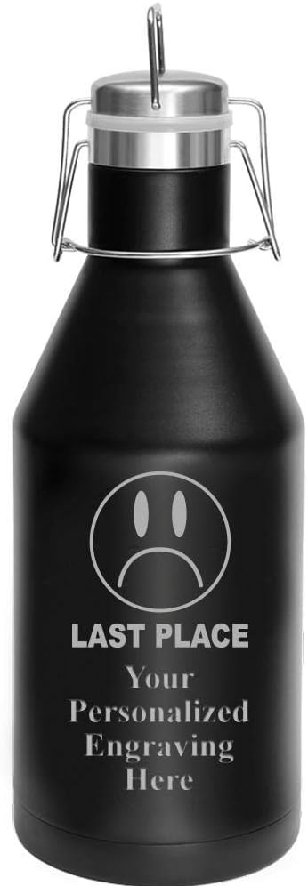 Custom Last Place Growler Gag Prize, 64 oz Custom Last Place Loser Stainless Steel Growler, Engraving Included