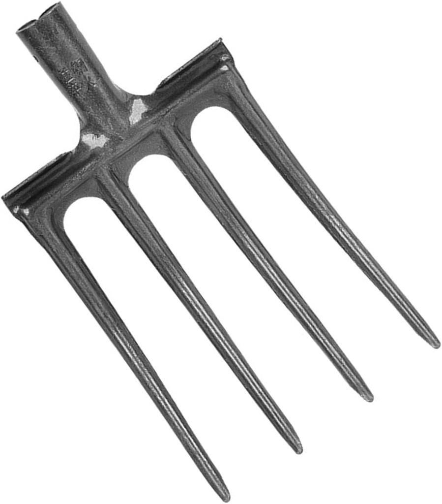 Digging Fork, Garden Fork Heavy Duty Strong High Carbon Steel Garden Spading Fork for Heavy Duty, with 34mm Connection Port (4 Tine)