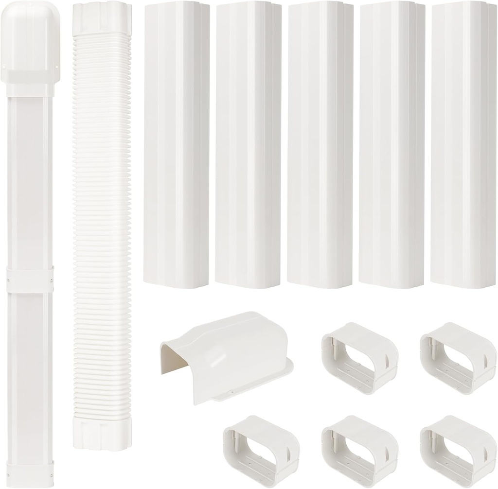 BEWAVE 4" W 9 Ft Mini Split Line Set Cover Kit, Decorative PVC Tubing Cover Kit for Mini Split Air Conditioners and Heat Pumps Systems