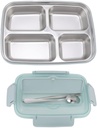 Niiyen Blue Lunch Box 304 Stainless Steel Bento Box Portable Lunch Containers Food Storage Box with 4 Compartments Tableware for Outdoor