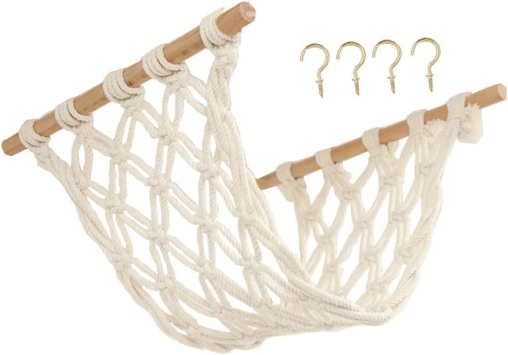 Luxshiny Handwoven Fruit Vegetable Hanging Basket for Kitchen Storage Pantry Hanging Fruit Hammock