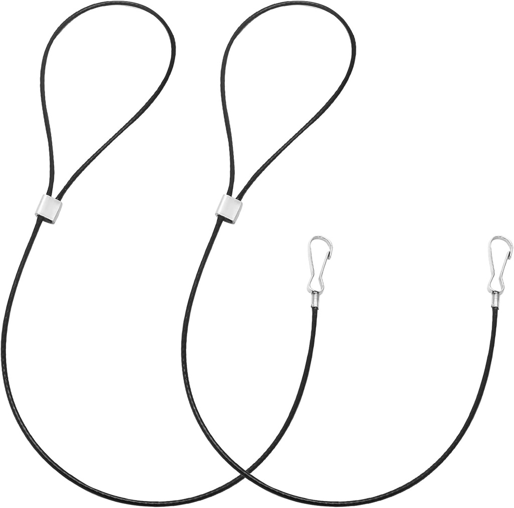 Biaungdo 2 Pcs Adjustable Gate Latch Cable Pull, Stainless Steel Gate Latch Pull String Fence Gate Opener Metal Pull Cord Latch Lock for Wooden Fences, Garden Backyard Gate Latch(Black)