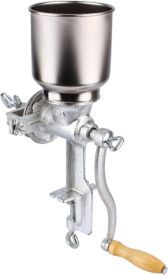 Manual Corn & Nut Grinder Machine - Adjustable Hand Crank Flour Mill for Fine Powder, Detachable Design, Wide Kitchen Applications