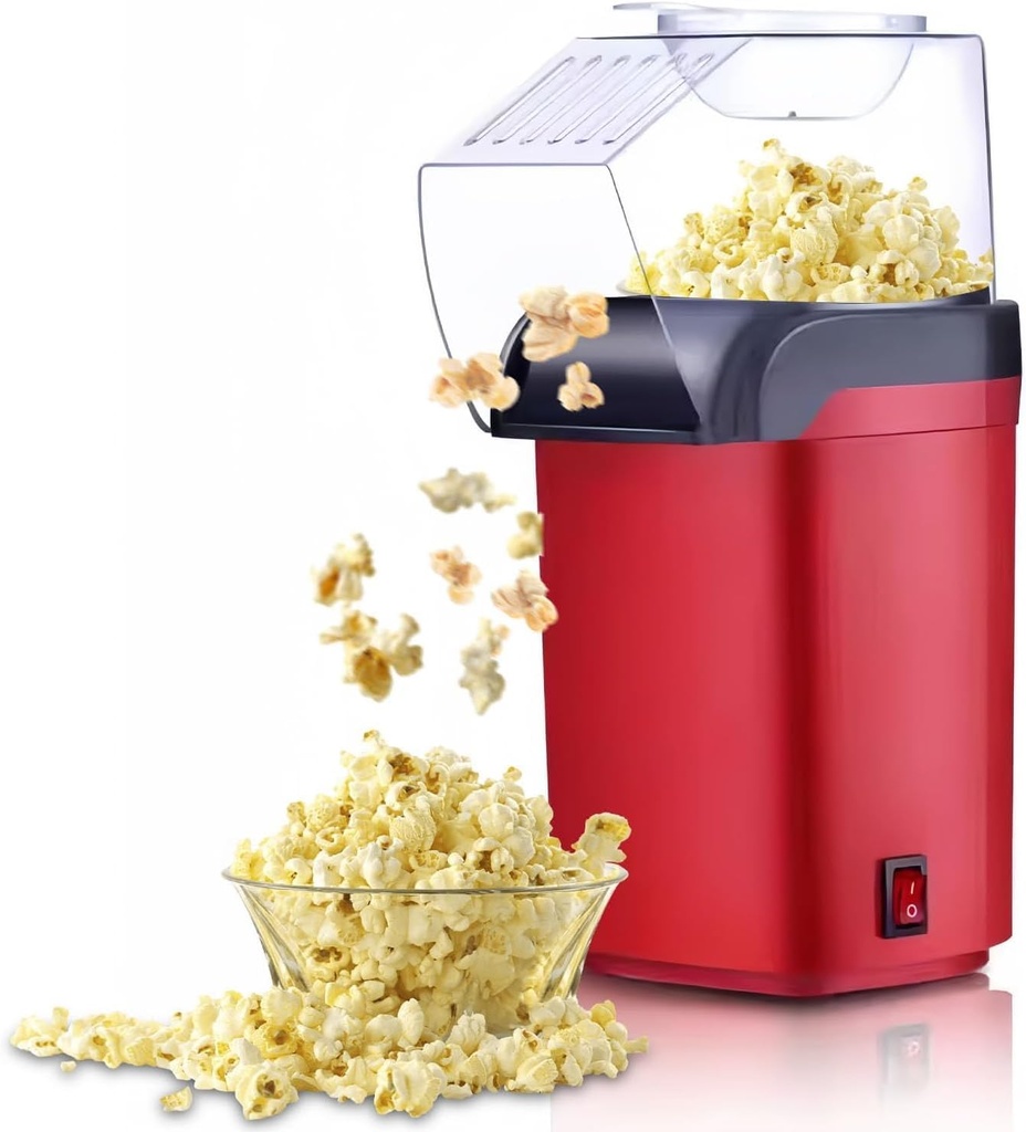 Hot Air Popcorn Popper,1200W Electric Delicious Portable Electric Popcorn Maker Kernel Corn Maker Machine for Making Snack Food(US Plug 220V)