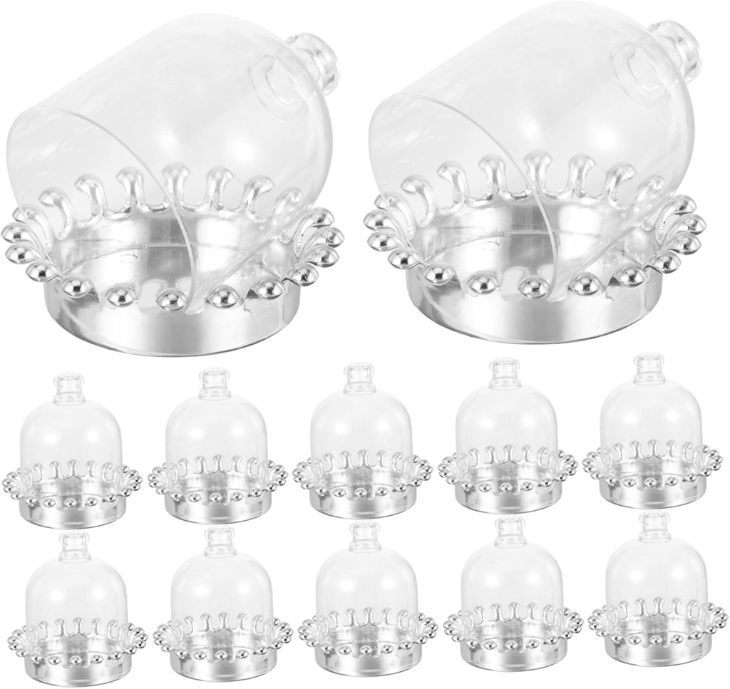 12pcs Silver Domes Mini Cupcake Stand Lids Cake Stand Cover for Wedding Birthday Party