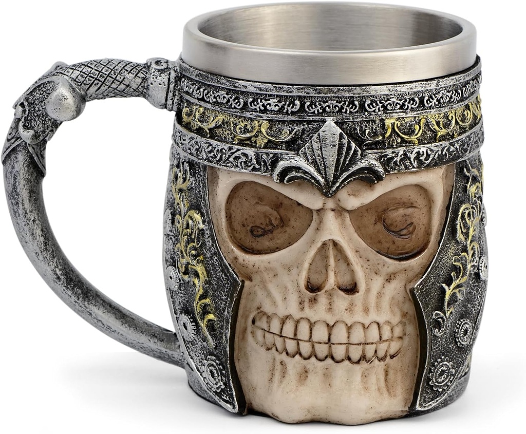 CHICVITA Viking Stainless Steel Skull Coffee Mug Viking Skull Beer Mugs Gift for Men Father's Day Gifts