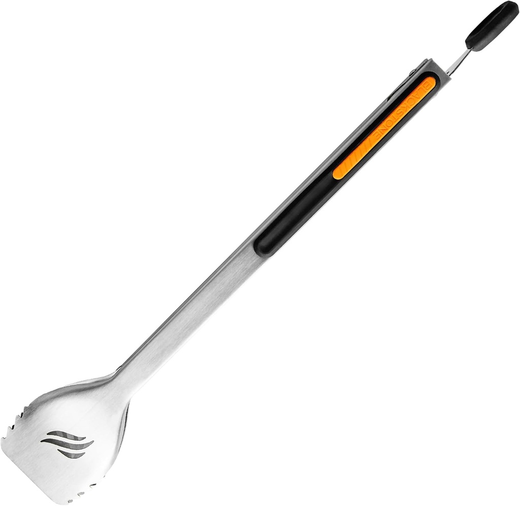 Blackstone 5228 Griddle Grill Tongs Stainless Steel Heat Resistant Rubber Grip to hold your Meat and Veggies- Premium Long BBQ Grill Scraper Tongs, Dishwasher Safe 14" Black/Orange