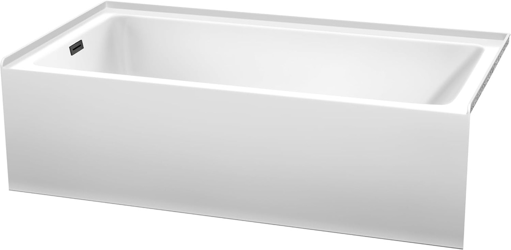 Grayley 60x32x18 Inch Alcove Bathtub in White with Left-Hand Drain and Overflow Trim in Matte Black