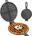 Cast Iron Waffle Maker for Stovetop or Camping Grill Two Piece Hinged Non Electric Waffle Iron Makes 7" Round Waffles