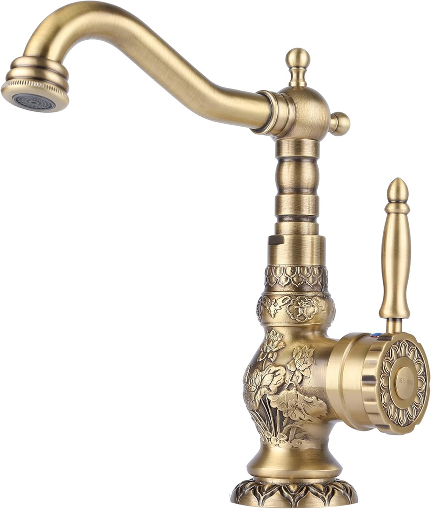 Brass Kitchen Faucet Antique Single Handle Bathroom Faucet, Mixer Tap Bronze Multifunctional, 360 Degree Swivel Spout Bathroom Sink, Universal Splash Filter Lavatory Faucet