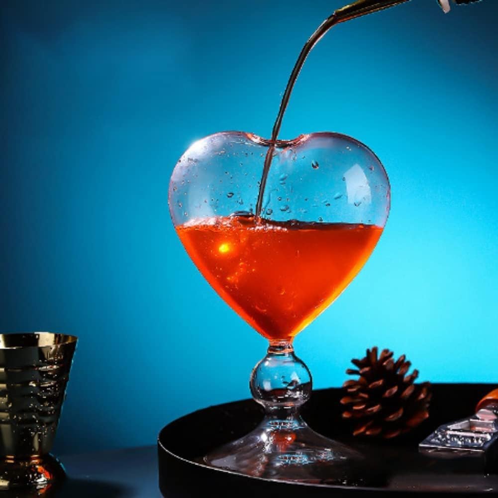 Heart Shape Wine Glasses,10 Oz Creative Red Wine Cup,Heart Shaped Cup,Crystal Cocktail Glasses,Romantic Juice Glasses for Party Dinner Wedding Valentine's Day,Wine Goblet,Champagne Glasses