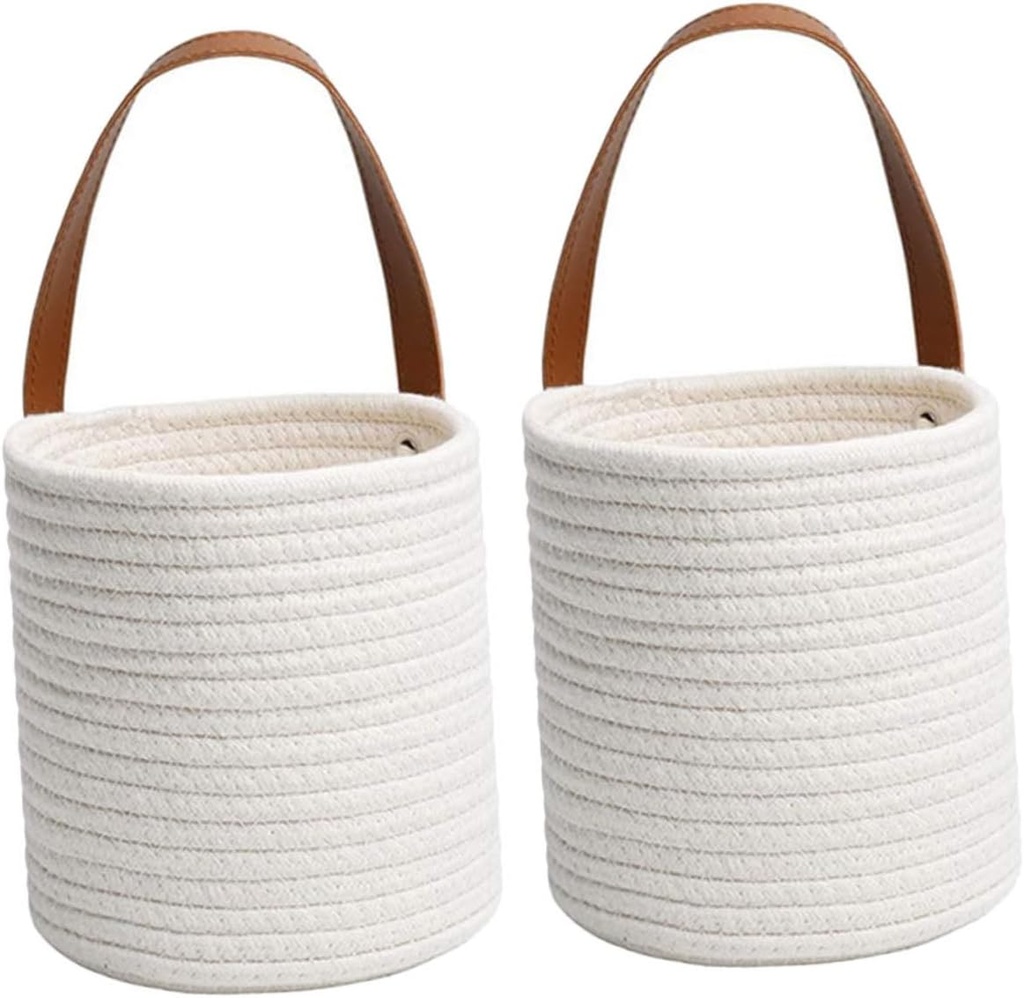 Alipis 2pcs Wall Storage Basket Wicker Cotton Rope Hanging Basket for Decor Flower Pot Holder Kitchen Organizing
