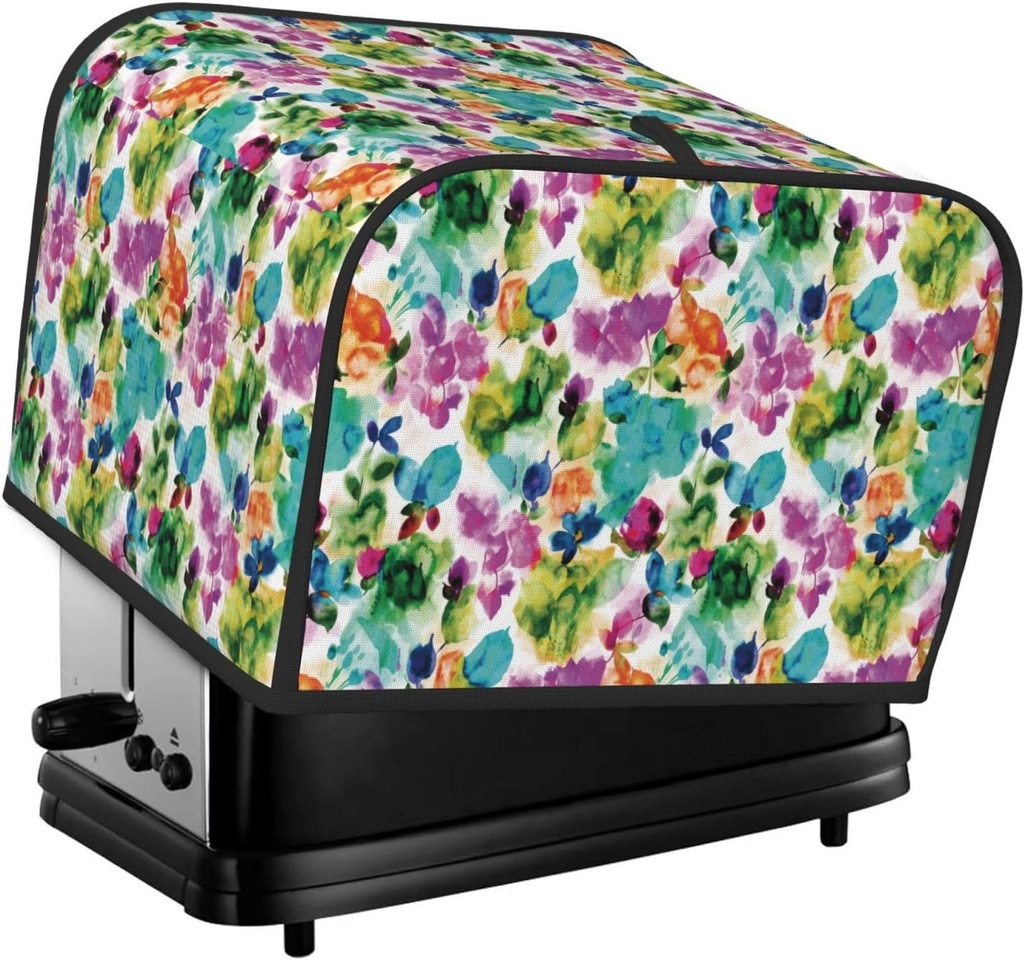 Oven Cover Kitchen Bread Machine Protector,4 Slice Toaster Cover For Home,Fingerprint Coaster Cover,Kitchen Small Appliance,Watercolor Flowers