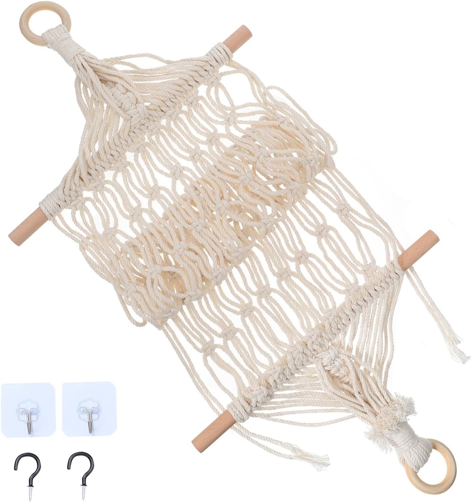 Alipis Cotton Rope Hanging Fruit Basket Kitchen Decorative Vegetable Net Bag Woven Pendant for Fruit Storage Beige Easy to Install Suitable for Kitchen and Home Organization