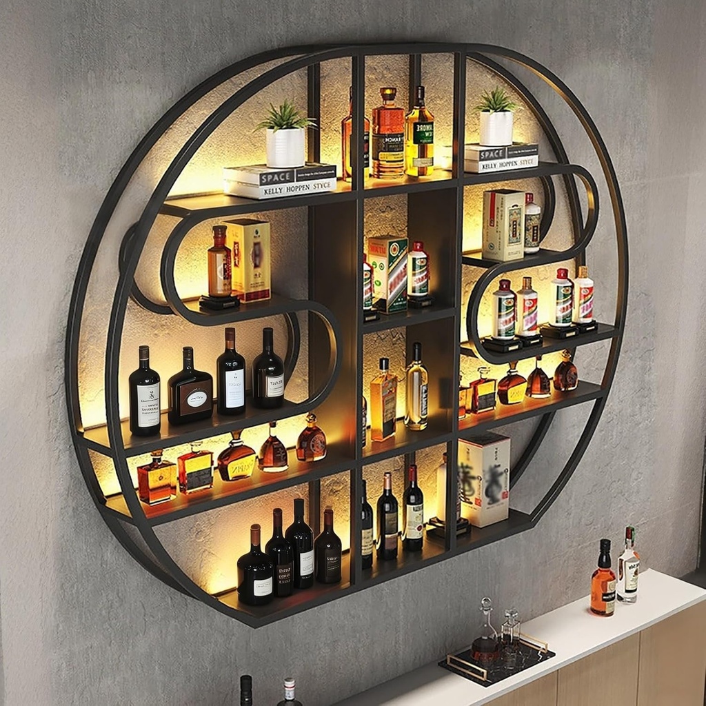 Floating Bar Shelves Wall Mounted Wine Rack,Iron Liquor Shelf,Liquor Bottle Display Shelf,Wine Holder,Metal Storage Racks for Home Kitchen Living Room Wine Cellar(200cm(78.7in))