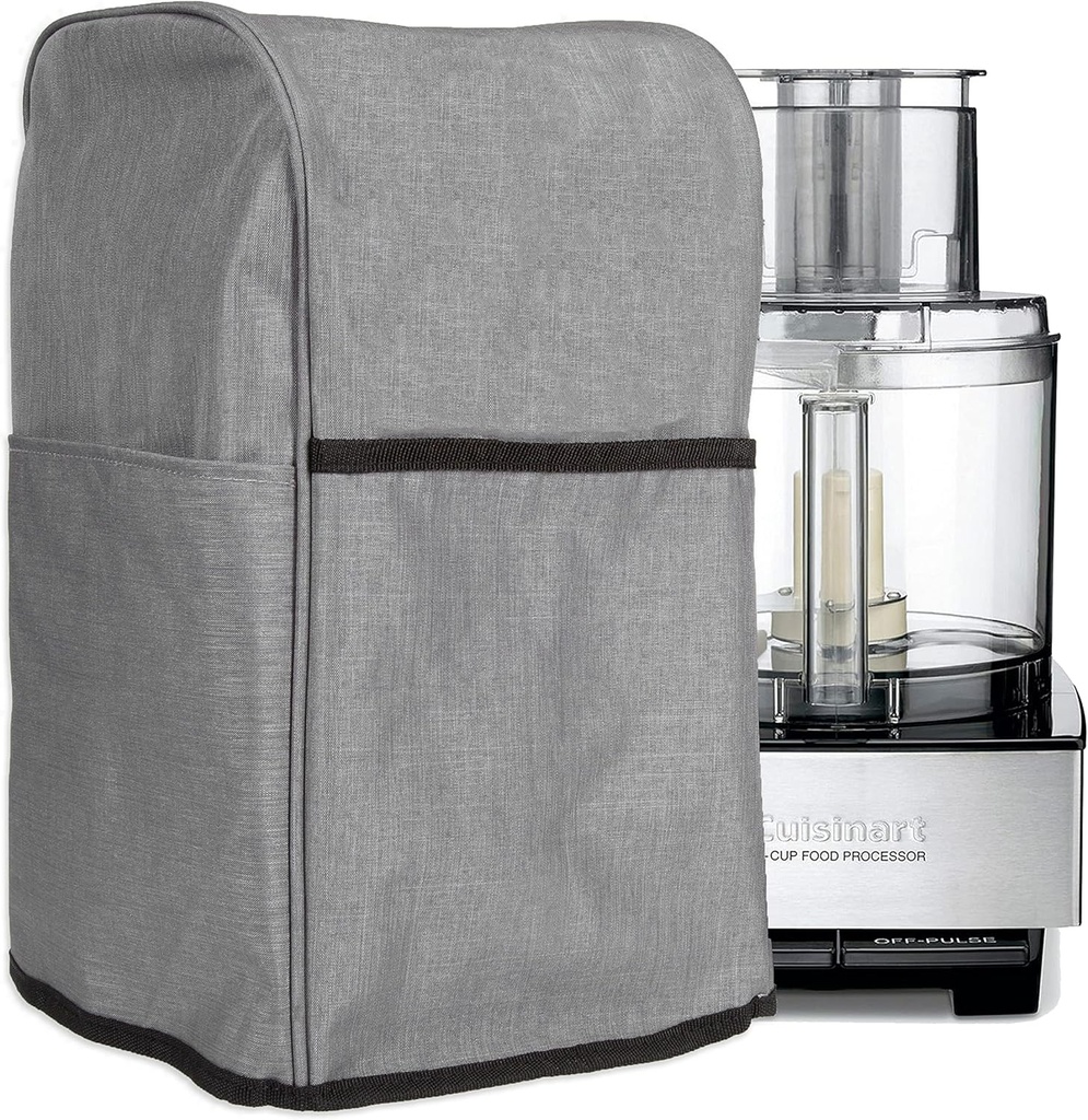 Crutello Food Processor Cover with Storage Pockets for Large Custom 11-14 Cup Processor, Kitchen Appliance Covers, For Kitchen Counter