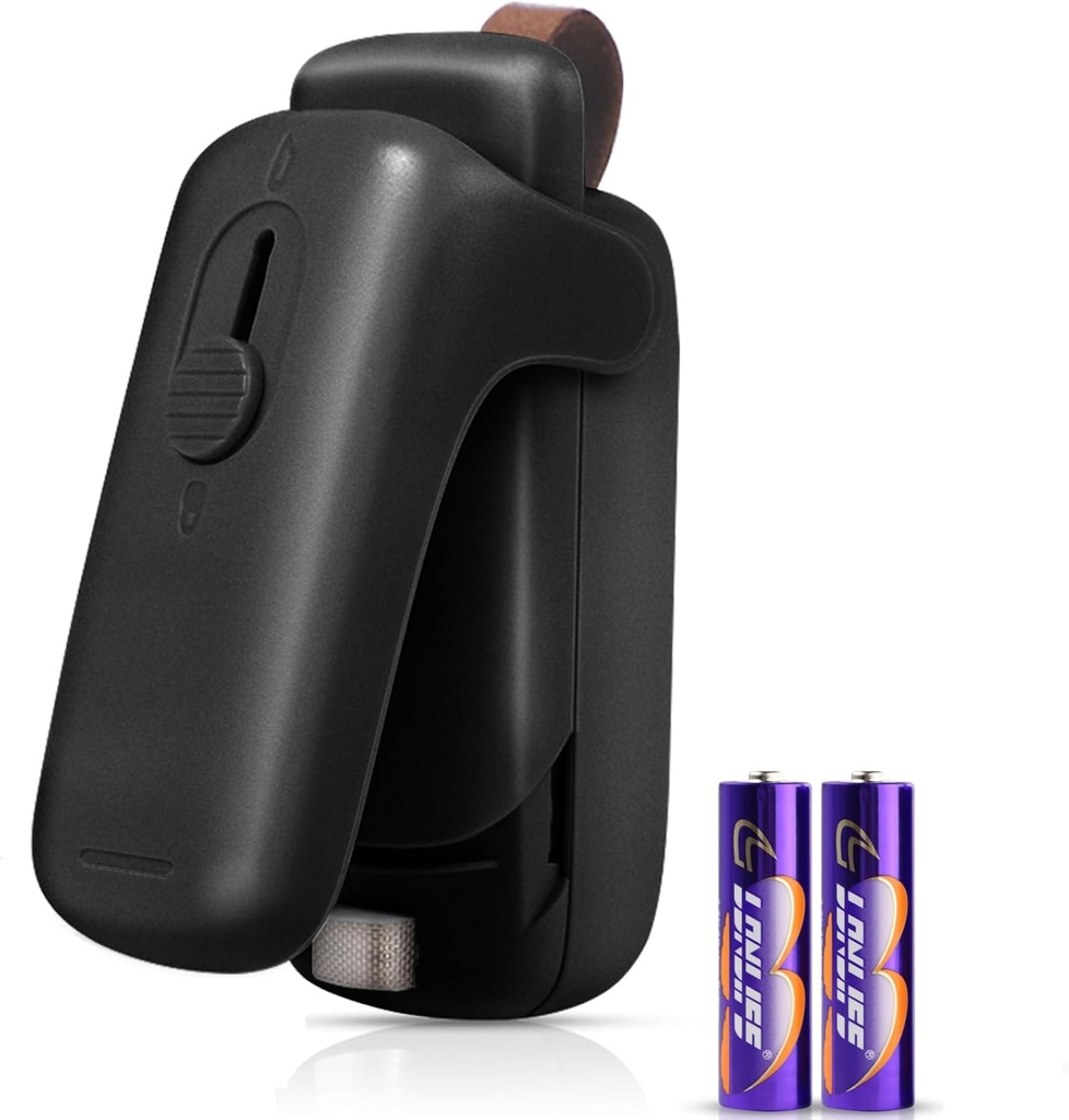 Mini Bag Sealer, Bag Sealer Heat Seal with Cutter, 2 in 1 Heat Sealer Portable Resealer Machine for Chip Bags, Plastic Snack Bags Food Storage (Batteries Included)