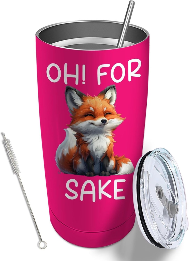 Oh! For Fox Sake Tumbler Coffee Tumbler 20 oz Tumbler with Lid and Straw Insulated Tumblers Stainless Steel Tumbler