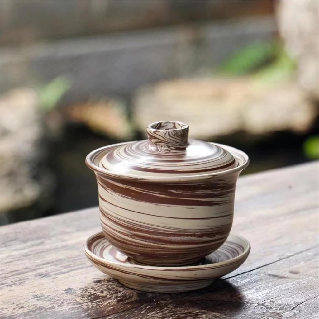 Jianshui Pure Handmade Mixed Clay Gaiwan Ceramic Kung Fu Tea Set Drinkware Tea Ceremony Travel Tea Set s & Coffee Servers(B) (B One Size)