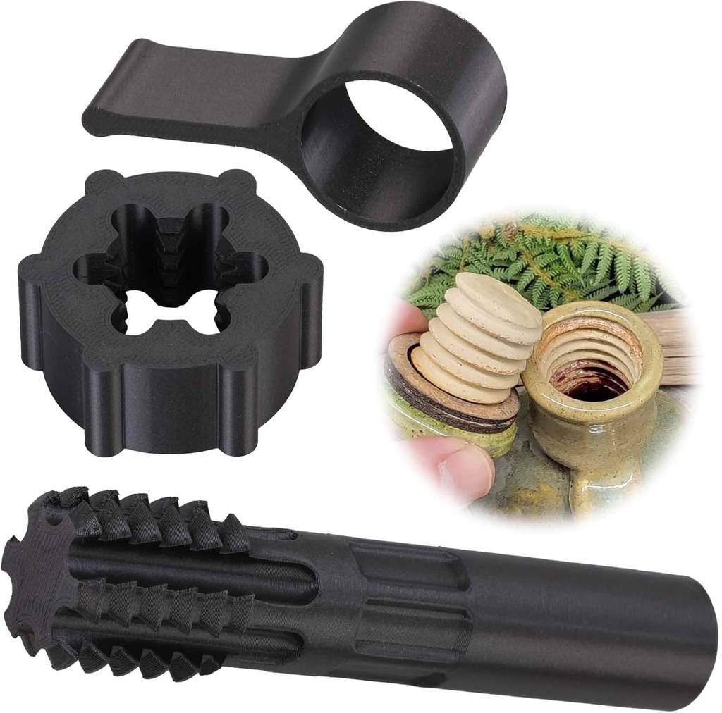 Pottery Clay Threading Making Kits, Clay Tap and Die Set for Jars and Lids Caps Thread (1 Inch Obsidian Black)