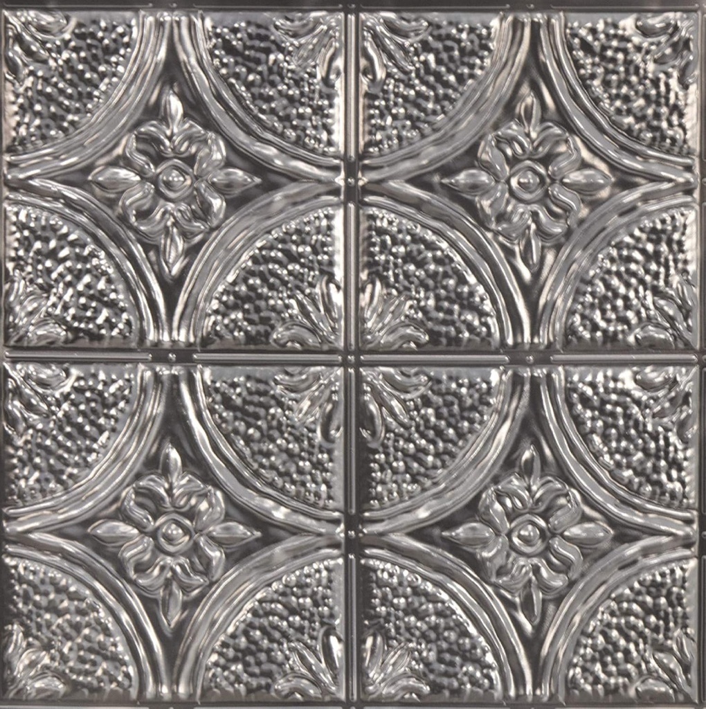 [BRSW2YYYA4FAKHY2] InHome NH3922 Camden Antique Silver Faux Tin Peel & Stick Backsplash Tiles, Metallic, 10 inch x 10 inch