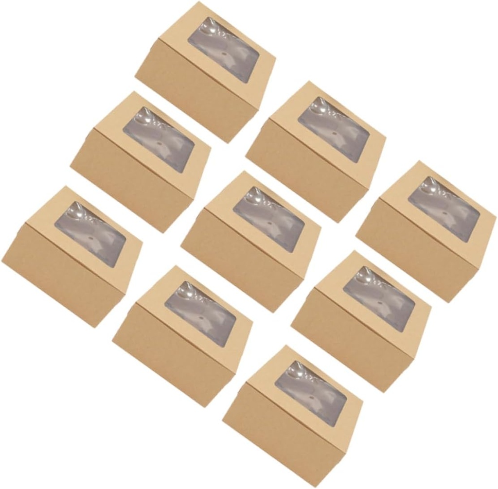 VOSAREA 20pcs Kraft Paper Muffin and Tart Packaging Boxes with Inserts Design for Cupcake and Dessert Presentation at Parties and Events