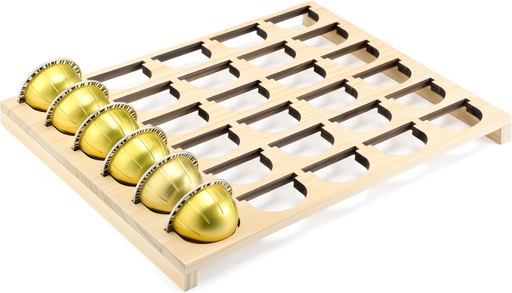 Leinuosen Wooden Coffee Capsule Tray, Coffee Pod Holder Drawer Organizer for Capsule Hold 30 Pod Counter for Station Office and Kitchen Storage Drawers