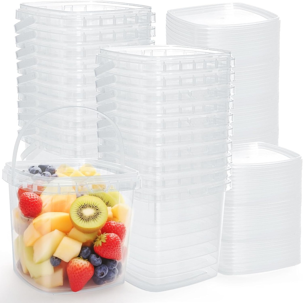 Yopay 20 Pack Clear Deli Containers with Lids, 68 OZ Freezer Safe Square Plastic Food Storage Containers, BPA Free Meal Prep Take Out Organizer Bin for Kitchen Restaurant Supplies